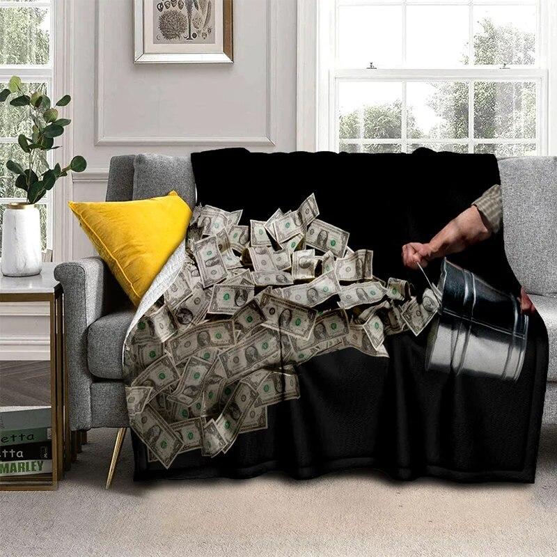 Bohatá 3D deka se vzorem dolaru euro, měkká deka pro domácí postel pohovka pohovka piknik cestovní kancelářská přikrývka pro děti