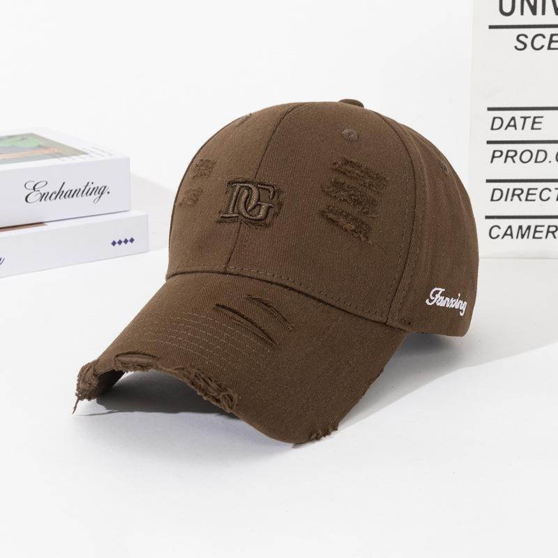 Hat Female Summer Three-Dimensional Letter Embroidery Retro Ripped Cap Versatile Sunshade Small Baseball Cap