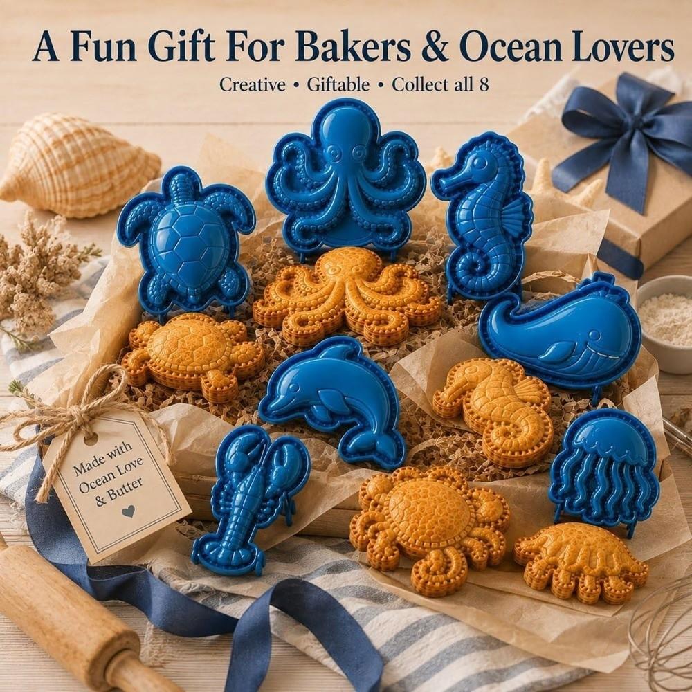 Ocean Animal Ocean Filled Pie Press Collection Handmade Cookie Molds  for Christmas Party Potluck