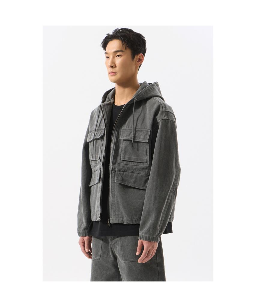 Customellow Gray Cotton Dyed Hood Jacket_Cwuam25383Gyd