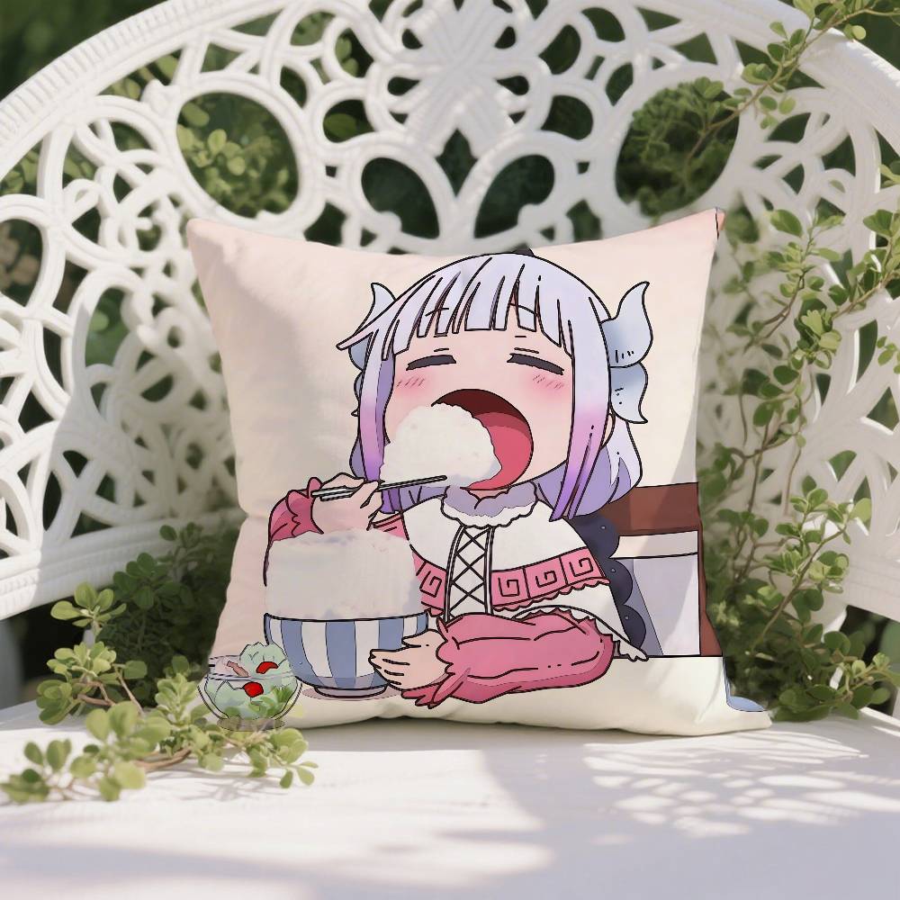 

Anime Miss Kobayashis Dragon Maid-A Pillow Case Anti-dustmite Pillowcase Invisible Zipper Silky Short Plush Sofa Cushion Cover 12x12Inch