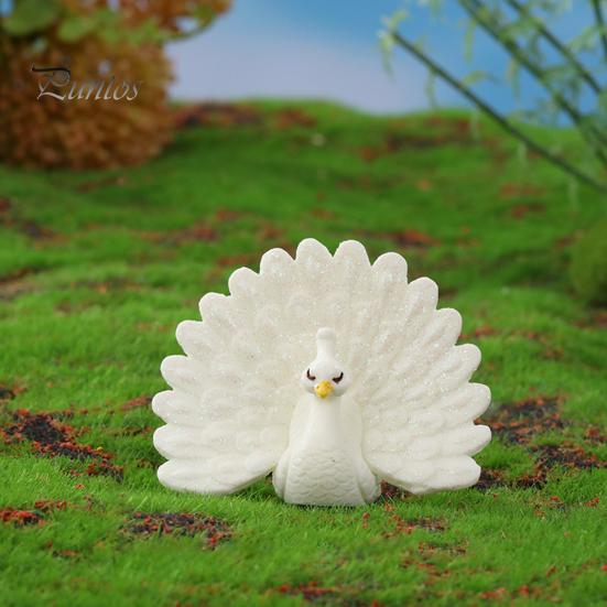 DIY Little House Peacock Ornament Decorative Realistic Hand-crafted Photo Props Display Mold Resin Garden Micro Landscape Home Decor Miniature Statue