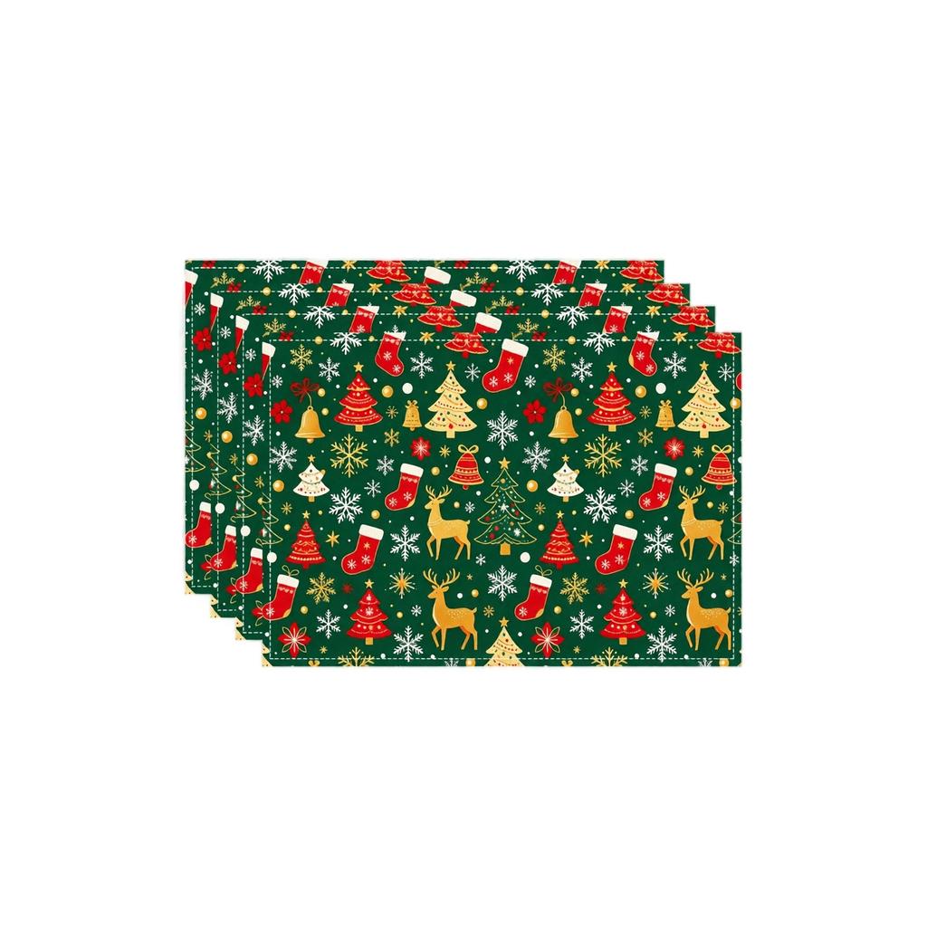Christmas Theme Printed Placemats for Holiday Party Table Decor and Heat Table Mats