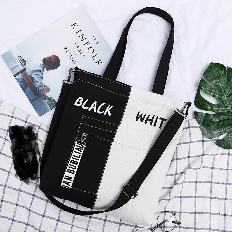 Shopping Bag Casual Shoulder Bag Women's Vintage Canvas Bag Simple Large Cloth Beach Totes CLE