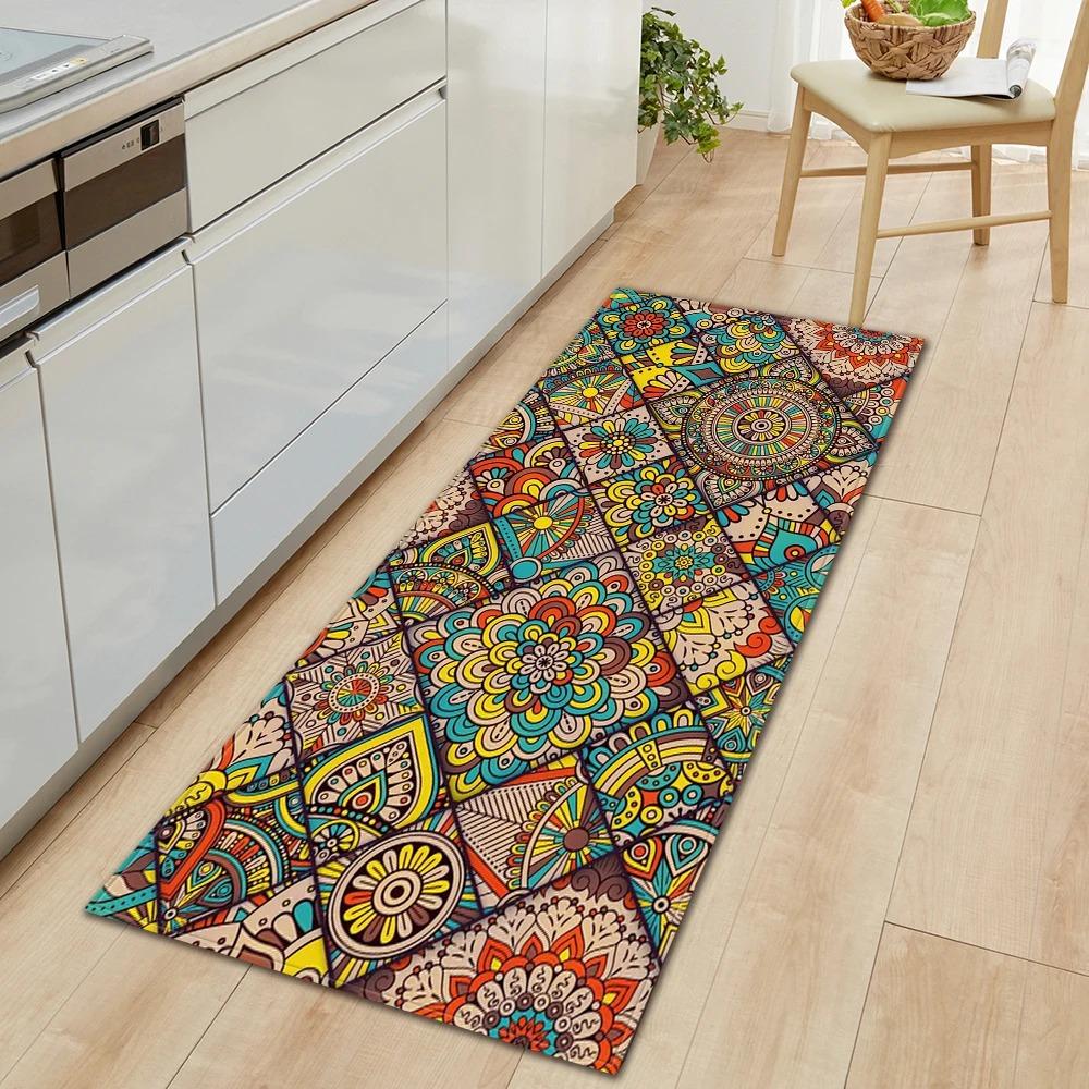 Bohemian Retro Mandala Pattern Home Kitchen Floor Mat Door Front Decoration Floor Mat