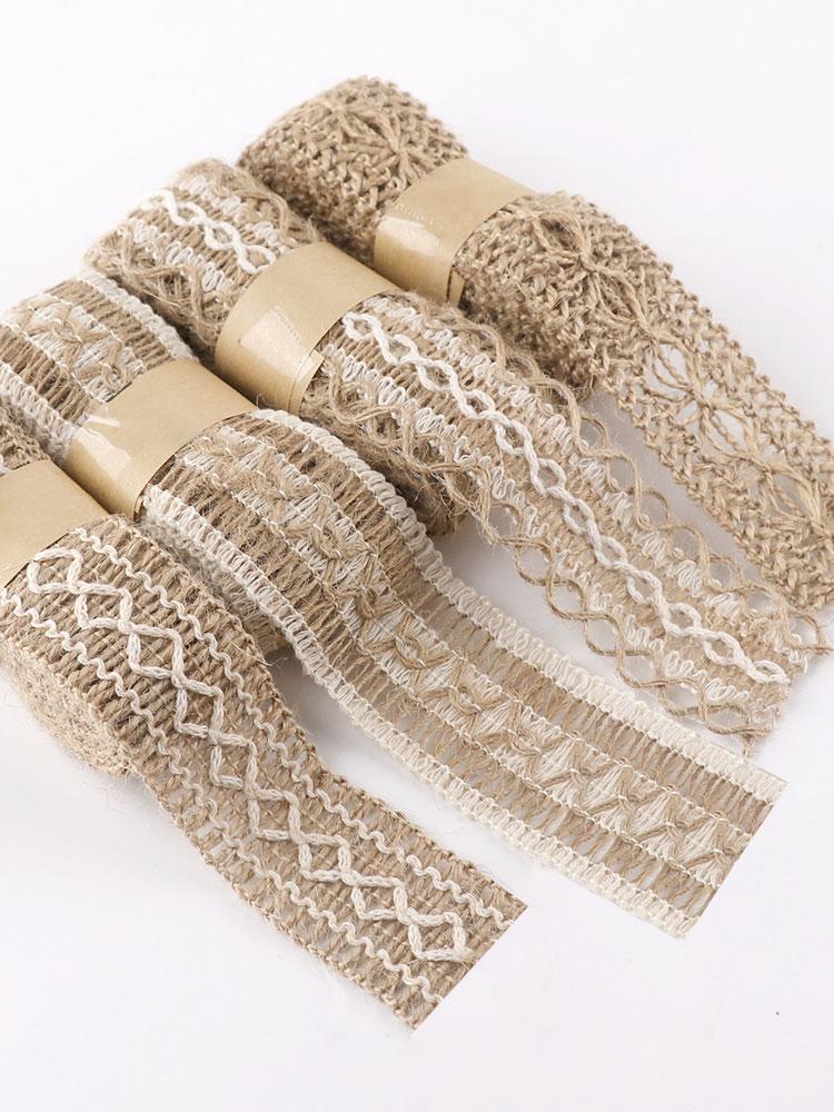 Lace Linen Roll Lace Hemp Rope Glass Bottle Decorative Rope Handmade Diy Material Weaving Wide Flat Hemp Weaving