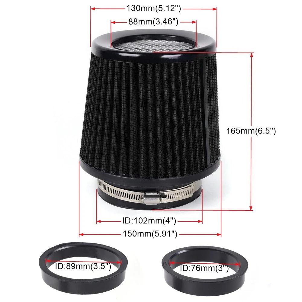 RASTP-Universal 3" 3.5" 4" Auto High Flow Kaltluftansaugung Luftfilter Konisch Waschbare Luftfilter für Rennwagen OFI129