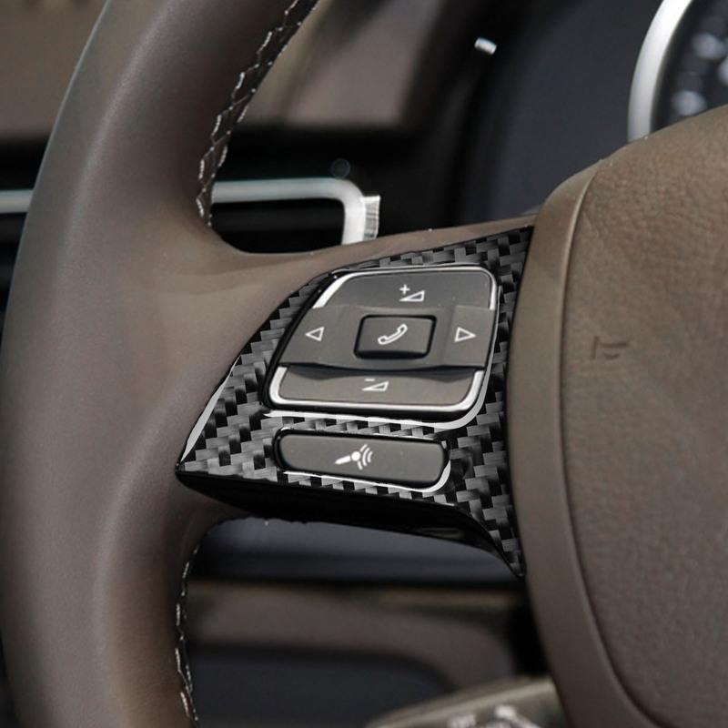 Carbon Fiber Car Accessories Driver Wheel Button Cover Sticker For VW Touareg 7P MK2 2011 2012 2013 2014 2015 2016 2017 2018