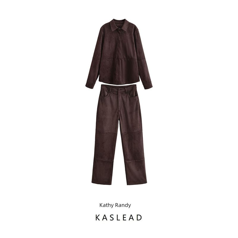 Kaslead New Women Clothes Western Style Double-sided Plush Shirts Outerwear Casual Pants 1966047 1906049