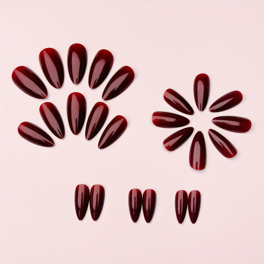 Aurora Wine Red 24-Piece Wearable Nail Tips