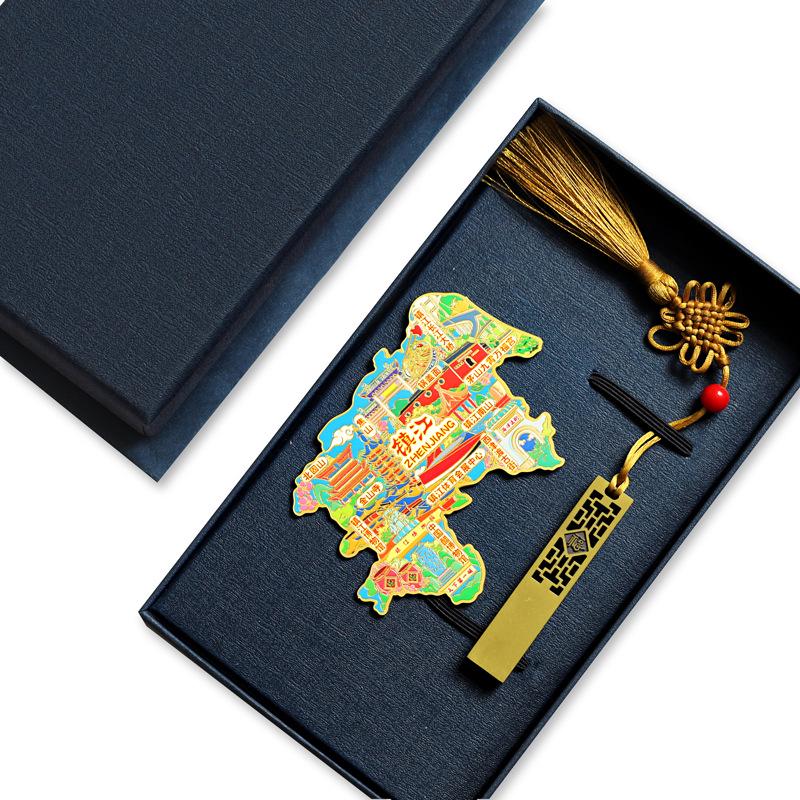 Zhenjiang Travel Souvenir Set: Metal Fridge Magnet, Maoshan Pot Lid Noodles, Jinshan Temple USB Drive, Vinegar Museum Keepsake