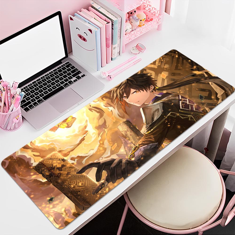 Zhongli Genshin Impact Mauspads Benutzerdefinierte Skins Cartoon Anime Gaming Mauspads Tastatur Mauspads Schreibtischmatten Zubehör Mädchen Schlafzimmer