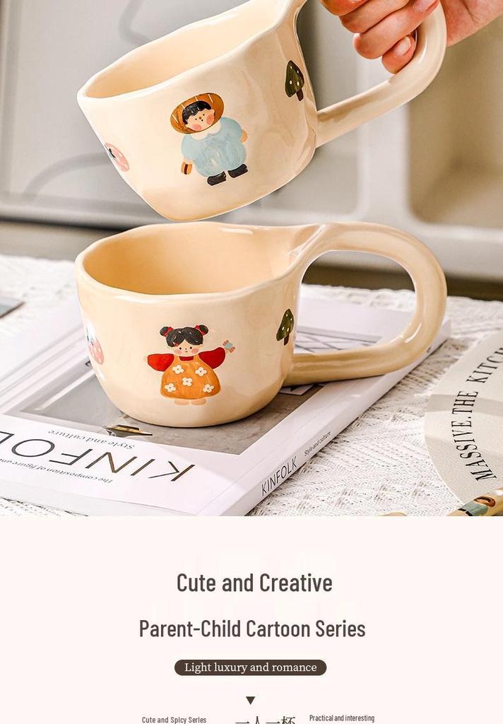 Ceramic Mug: Cute Couple & Family Breakfast Cup for Home or Office