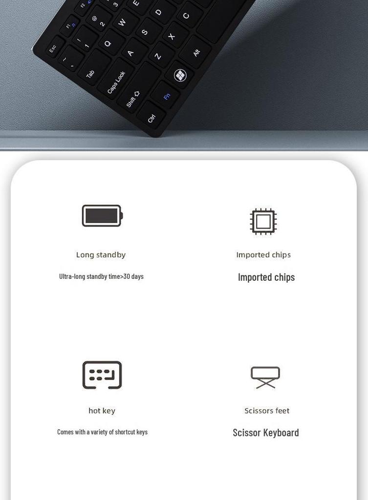 2.4G Silent Portable Wireless Bluetooth Keyboard & Mouse Set for Mobile, Tablet, Laptop - Battery Powered