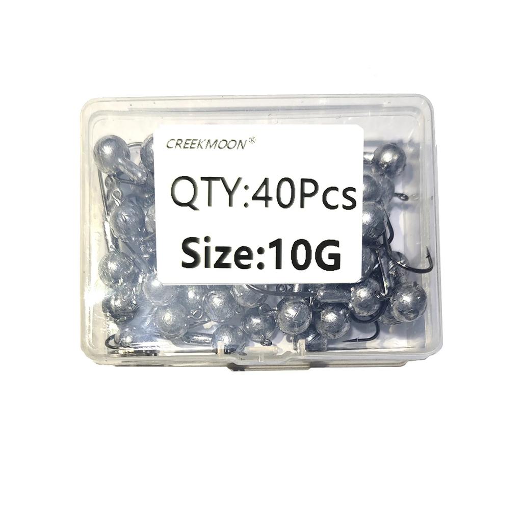 Metal Jig Head Fishing Hook 20/30/40/50pcs/Box 1g 1.5g 2g 3.5g 5g 7g 10g 20g Jig Hooks for Soft Worm Lure Carbon Steel Fishhooks