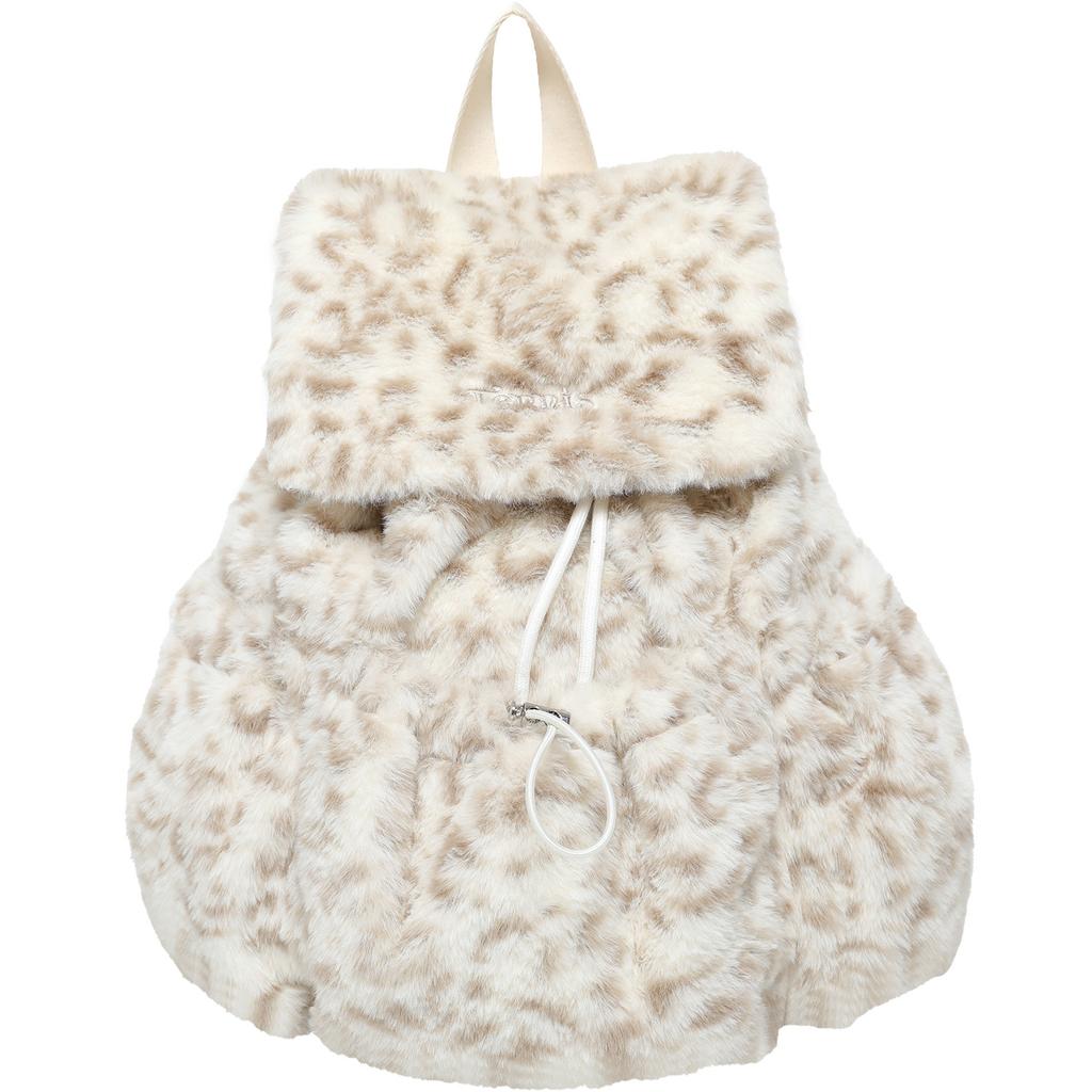 Backpack Lambskin Bag, Large-capacity Single and Double Shoulder Dual-purpose Leopard Print Bag