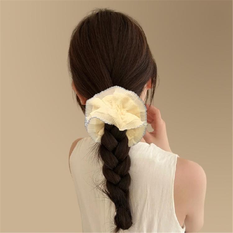 Lace Trim Hair Scrunchies for Women and Girl Aesthetic Hair Elastic Hair Tie Oversized Hair Circle for Everyday Wear