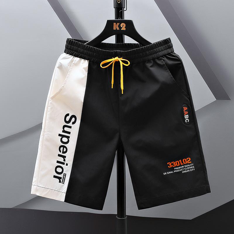 

Шорты из искусственного шелка, мужские летние капри, свободные, эластичный пояс, завязывающиеся на шнурок карманы, принт, быстросохнущие, прямые, для спорта на открытом воздухе, повседневные шорты 4XL чёрный/белый