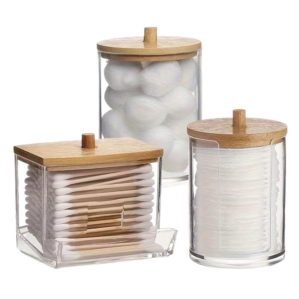 2/3/4Pcs Dust-proof Qtips Storage Holder Set Save Space Apothecary Container Jar  Cotton Pad