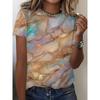 Pastel & Gold Women's Tee - Shimmering Marble Swirl Graphic, Luxe Iridescent Abstract Design for Casual Daily Wear