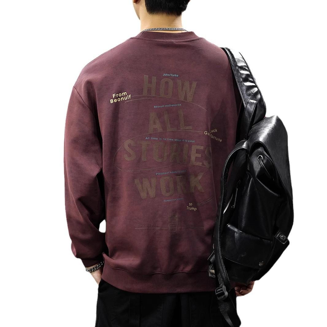 Осенний американский ретро-печатный мужской свитер с буквенным принтом — фото 6