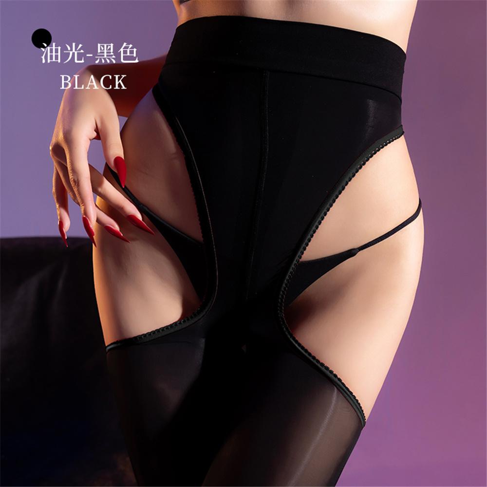 Collant modellanti da donna sexy a fascia sottile, lucidi come l'olio, 8D 912 Punti, velati, trasparenti, con lati traforati