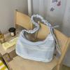Borsa a mano da donna con fiocco e pieghe, borsa da spalla