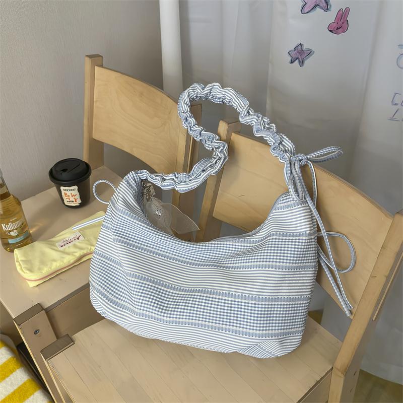 Borsa a mano da donna con fiocco e pieghe, borsa da spalla
