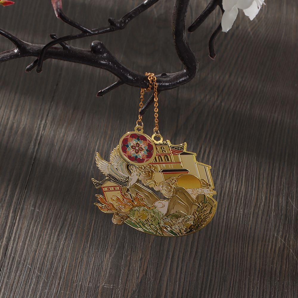 Office Supplies Chinese Style Retro Metal Tassel Brass Bookmark Pagination Mark Book Clip Painted