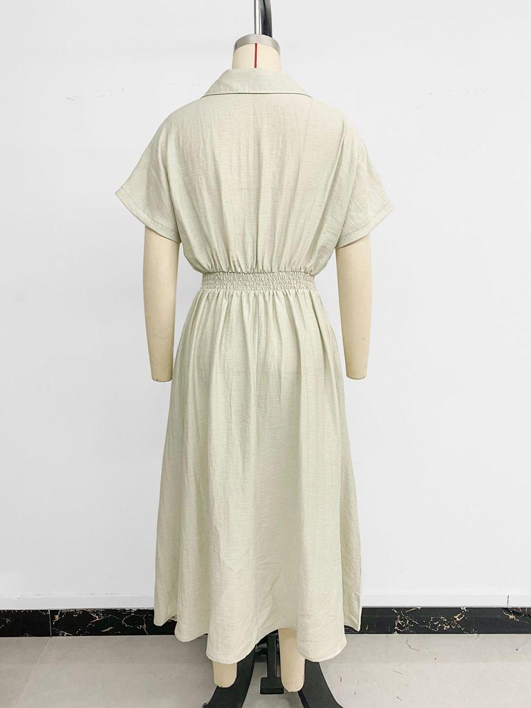 European & American Women's Casual Cuban Collar Shirt Dress 2026