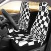 Black and White Chessboard Print Car Seat Covers Set of 2 Front Bucket Seat Protector Accessories Universal Fit Most Cars Trucks