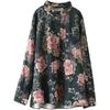 Autumn clothes wear retro printed cotton and linen shirt women's loose long-sleeved shirt cardigan top