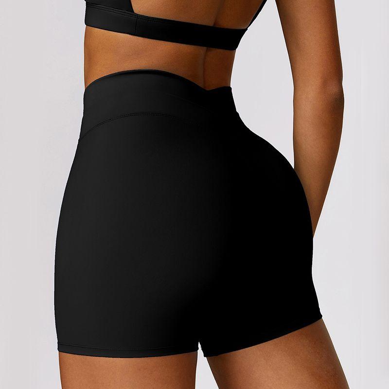 Cross V-Shaped Female High Waist Shaping Yoga Shorts