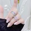 Sweet Enamel Dripping Oil Pink Full Diamond Zir*****Pen Ring Exquisite Niche High Sense Stacked Fashion Ring Woman