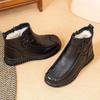 Fashion Cow Leather Women Boots Winter Shoes for Woman Wool Plush Genuine Leather Snow Boots Women Flat Platform Leather Shoes