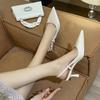 Simple and Fashionable Pointed-toed Stiletto High-heeled Single Shoes for Women with Temperament Baotou Sandals for Summer Wear