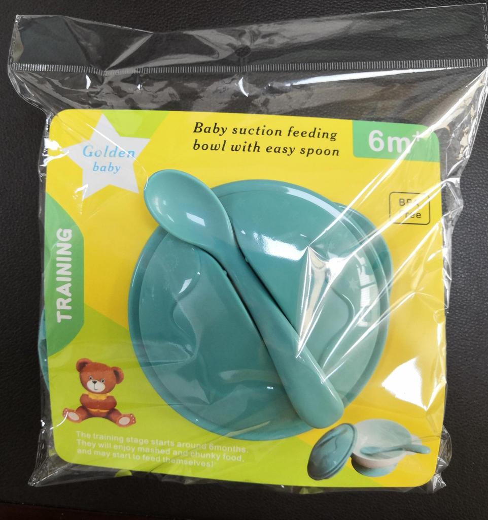 PP Material Baby Tableware Set: Non-Spill Suction Bowl with Temperature-Sensitive Spoon