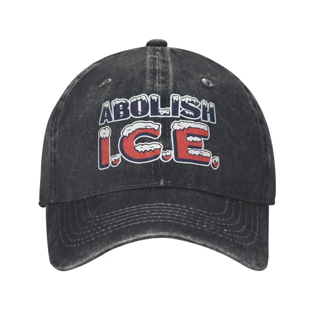 Abolish ICE Unisex Baseball Caps  Distressed Denim Washed Hats Cap Vintage Outdoor Activities Adjustable Sun Cap
