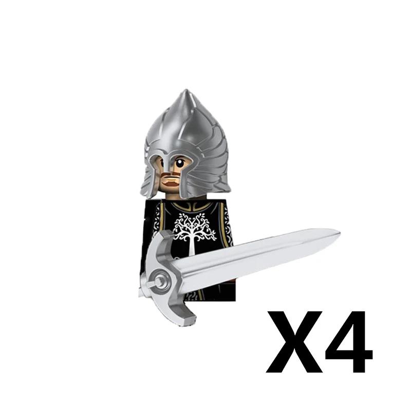 MOC Středověcí rytíři Orkové Stavební kostky Figurky Hračka Vojáci Stráž Zbraně Luky Šípy Štít Brnění Vlajky Pochodně T016