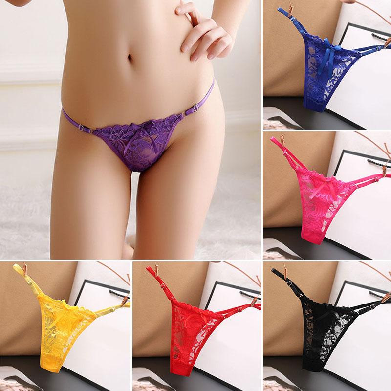 Dámské kalhotky Tanga Kalhotky Nastavitelné G-string Krajka Nízký pas Sexy spodní prádlo Transparentní spodní prádlo