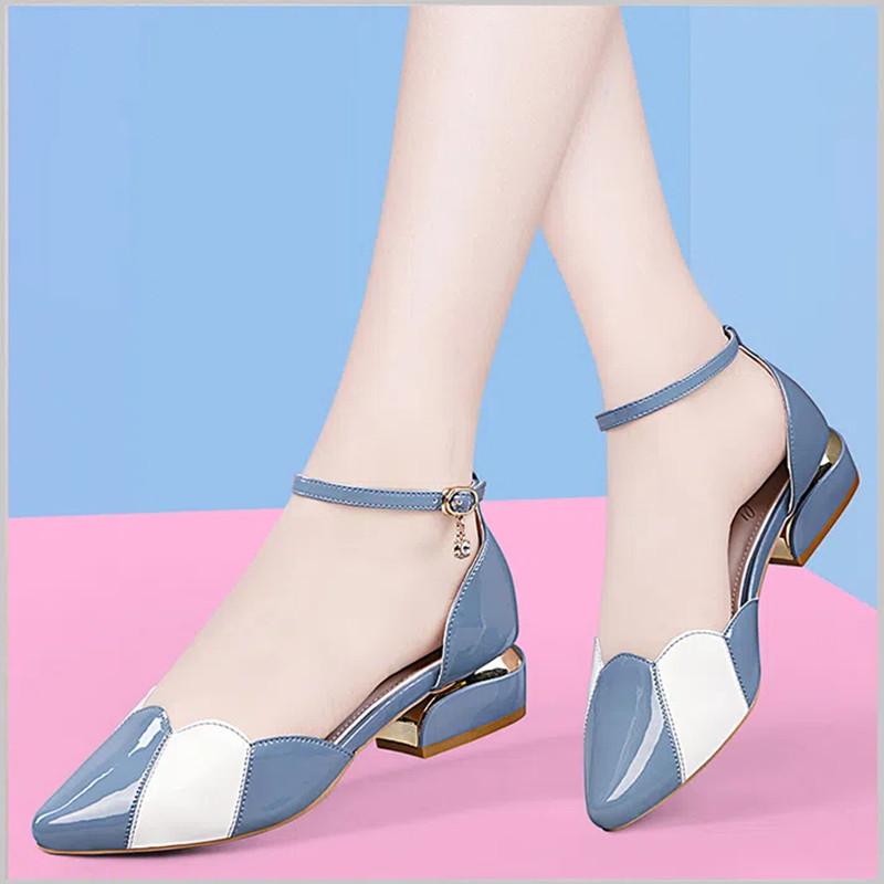 Women Cute Beige High Quality Office Career Square Heel Shoes Lady Sexy Party Elegant Black Buckle Shoes Ga85
