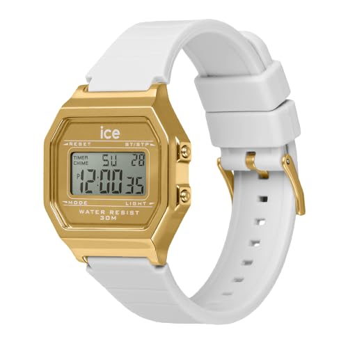 Authorized Ice-watch Watch, Men's and Women's, 022733, ICE Digit Retro, Metal, Gold, Mirror, White, Small, 32mm, Digital