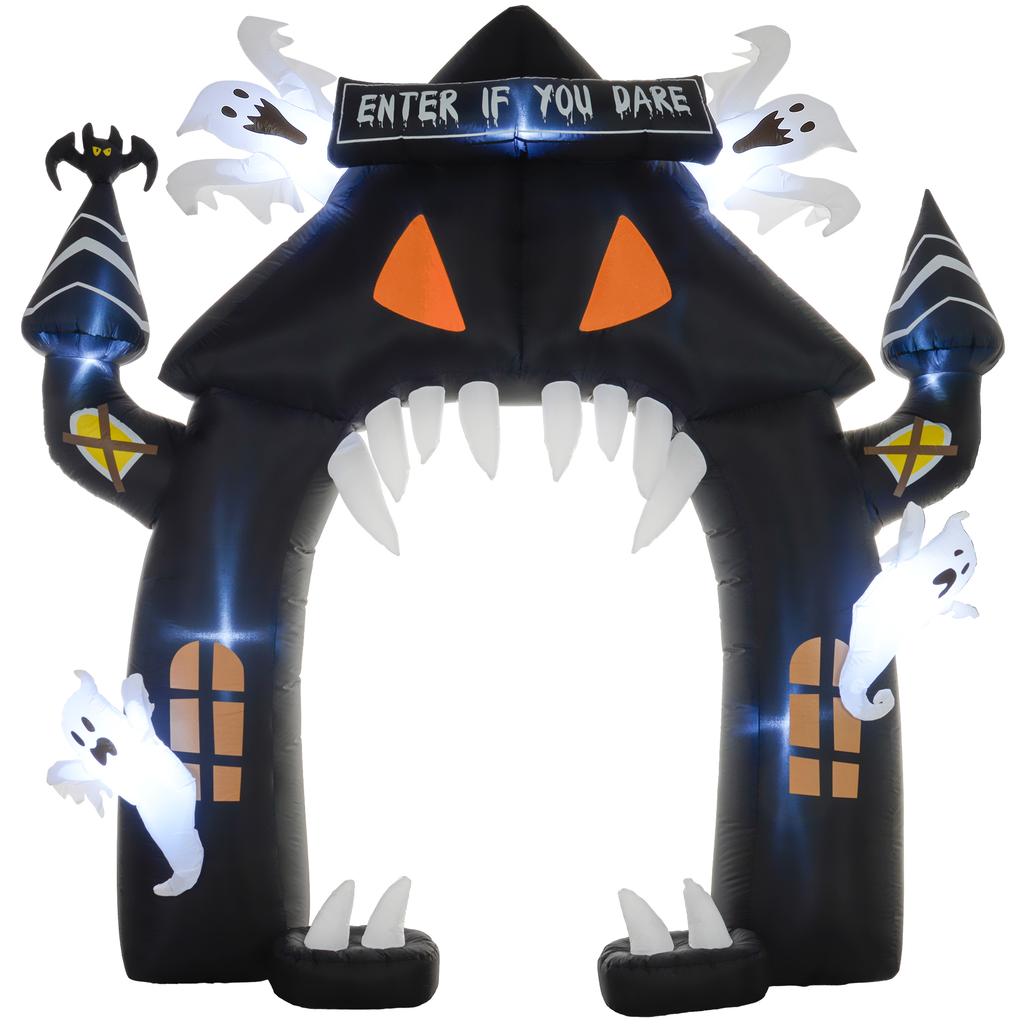 Inflatable Halloween Archway, 4 Ghosts, LED Lights, Waterproof, 300 x 76 x 300 cm