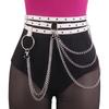 Punk style multi-circle non-punching belt, belt, women's large ring tassel multi-layer metal chain, waist chain