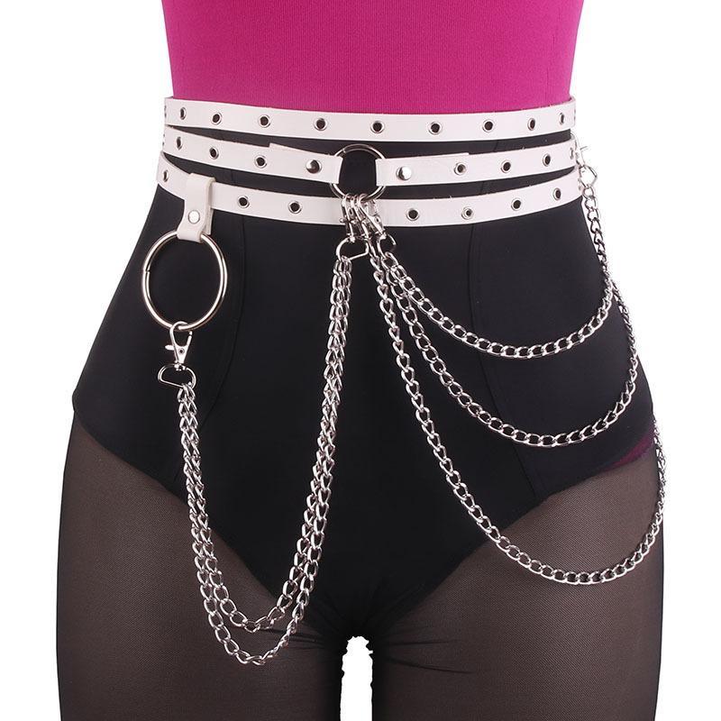 Punk Style Multi-circle Non-punching Belt, Belt, Women's Large Ring Tassel Multi-layer Metal Chain, Waist Chain
