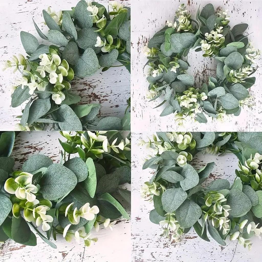 Artificial Flower Wreath Artificial Eucalyptus Wreath Greenery Garland Decoration for Wall Wedding Party Summer Celebration