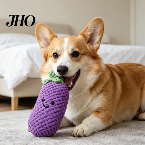Gefülltes Hundekauspielzeug Plüschgemüse Quietschende Brokkoli Aubergine Zahnfleischschutz Niedliche Frühlingszwiebel Chilischote für Welpen beim Zahnen Interaktives Spielzeug
