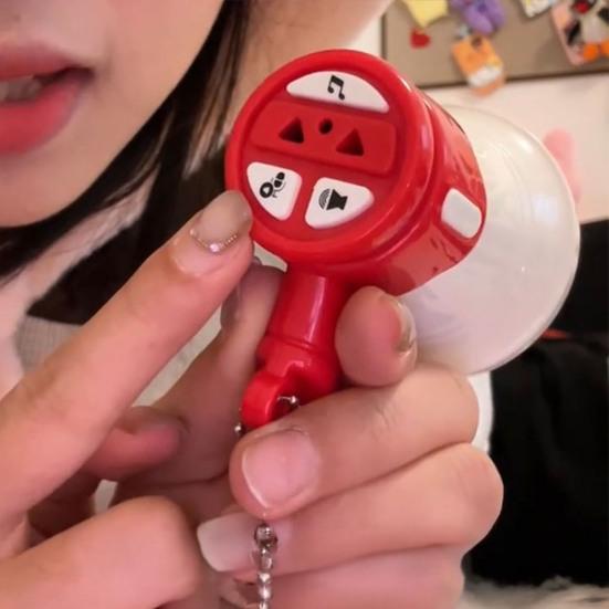 Mini Megaphone Toy with Bead Chain Loud Bullhorn Keychain Pendant Toddlers Boys Girls Recording Loudspeaker Educational Musical Instruments Toy