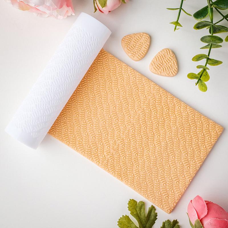 Pottery Tool Soft Clay Roller Leaf Pattern Non-stick Mud Easy Clean for Embossed Texture DIY Handmade Earrings Pendant