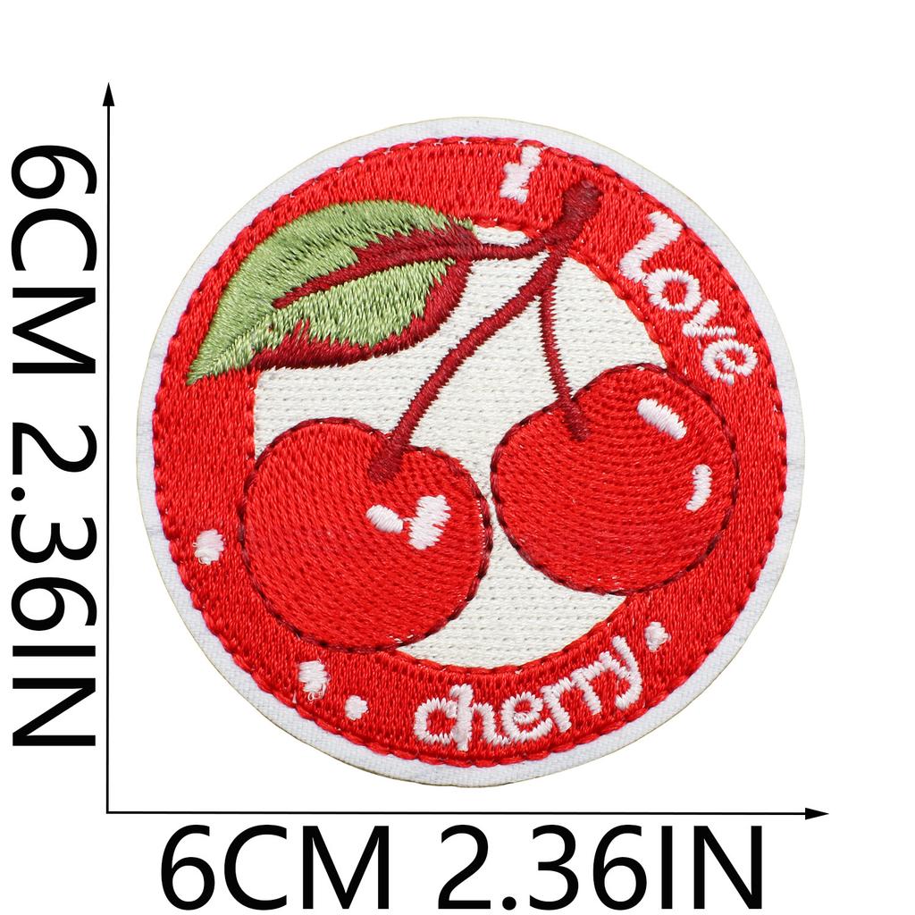 New Fruit Embroidery Cloth Sticker, Clothes Bag Decoration Patch Sticker, Cherry Small Mouth Computer Embroidery Stamp, Ironing